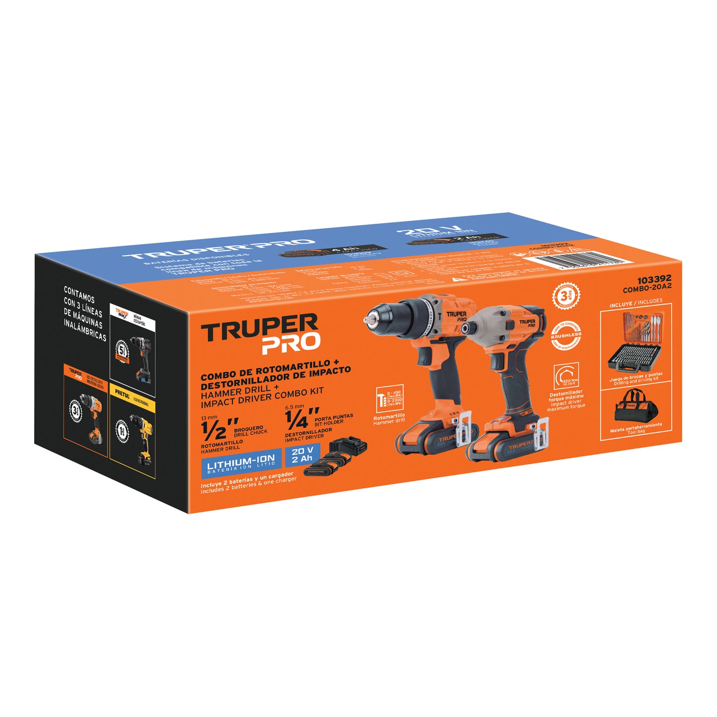 COMBO ROTOMARTILLO Y DESTORNILLADOR DE IMPACTO, 20V Y ACCS 103392 P