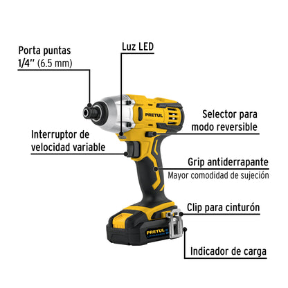 COMBO ROTOMARTILLO/DESTORNILLADOR IMPACTO INAL, 20V, PRETUL 29020 *L