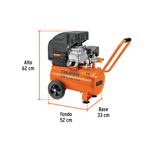 KIT COMPRESOR LUB 25 L, MANGUERA Y PISTOLA GRAV, 127 V, TRUPER 100300
