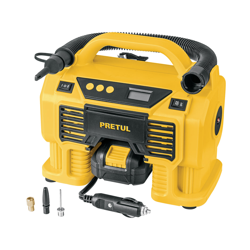 INFLADOR / SOPLADPR PARA AUTO 20 V 1 BATERÍA 2 Ah, PRETUL 29073 *