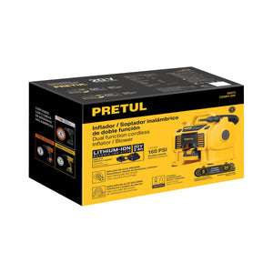 INFLADOR / SOPLADPR PARA AUTO 20 V 1 BATERÍA 2 Ah, PRETUL 29073 *