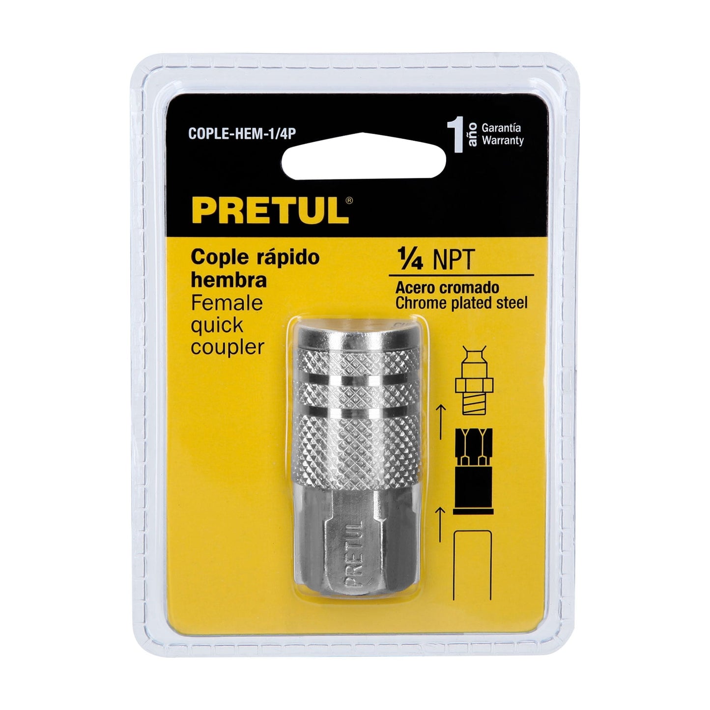 COPLE ACERO, CUERDA 1/4NPT, HEMBRA, PRETUL 27028 *