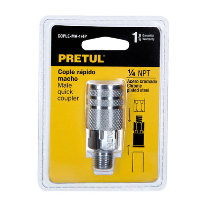 COPLE ACERO, CUERDA 1/4NPT, MACHO, PRETUL 27029 *