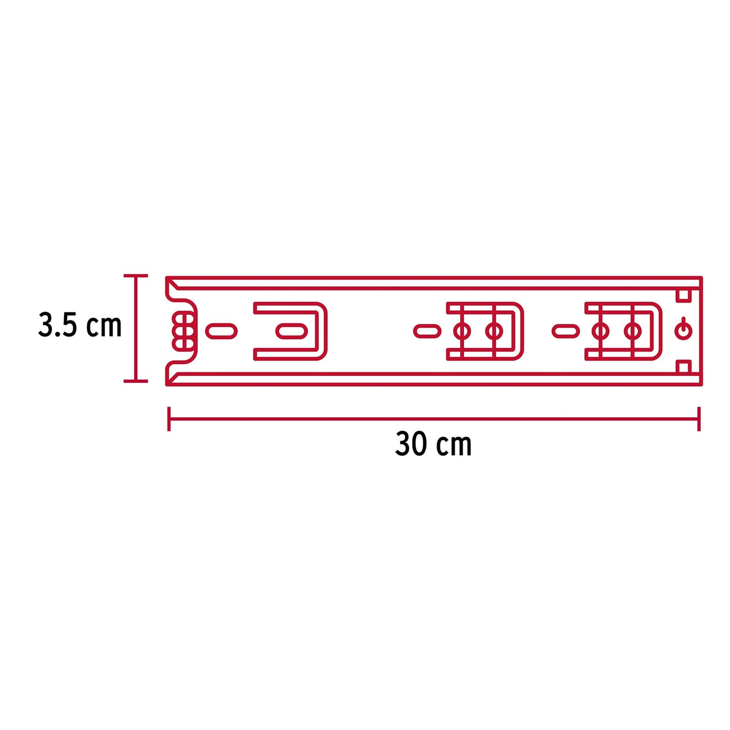 BOLSA CON 2 CORREDERAS EXTENSIÓN 30 CM P/CAJÓN, ANCHO 3.5 CM 43284 *