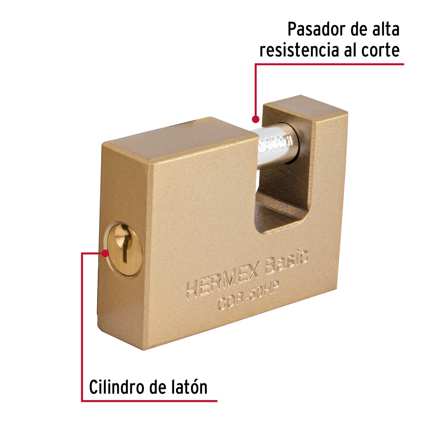 CANDADO ANTIPALANCA 50 MM CUERPO DE HIERRO, HERMEX BASIC 22515 *
