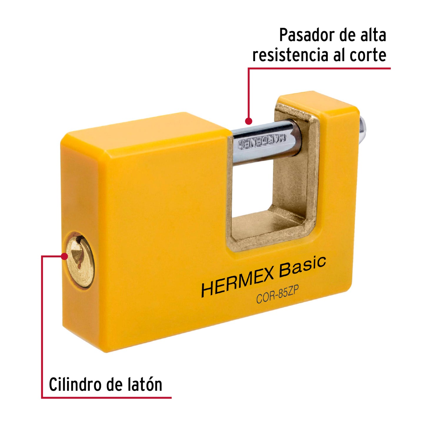 CANDADO ANTIPALANCA 85 MM CUERPO METÁLICO, HERMEX BASIC 27088 *