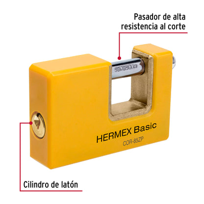 CANDADO ANTIPALANCA 85 MM CUERPO METÁLICO, HERMEX BASIC 27088 *
