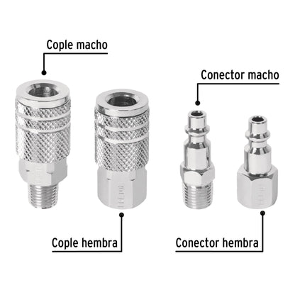 JUEGO DE 2 CONECTORES Y 2 COPLES PARA COMPRESOR, PRETUL 27020 *