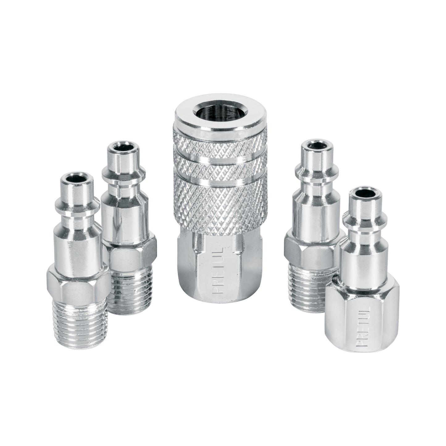 JUEGO DE 4 CONECTORES Y 1 COPLE PARA COMPRESOR, PRETUL 27021 *
