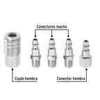 JUEGO DE 4 CONECTORES Y 1 COPLE PARA COMPRESOR, PRETUL 27021 *