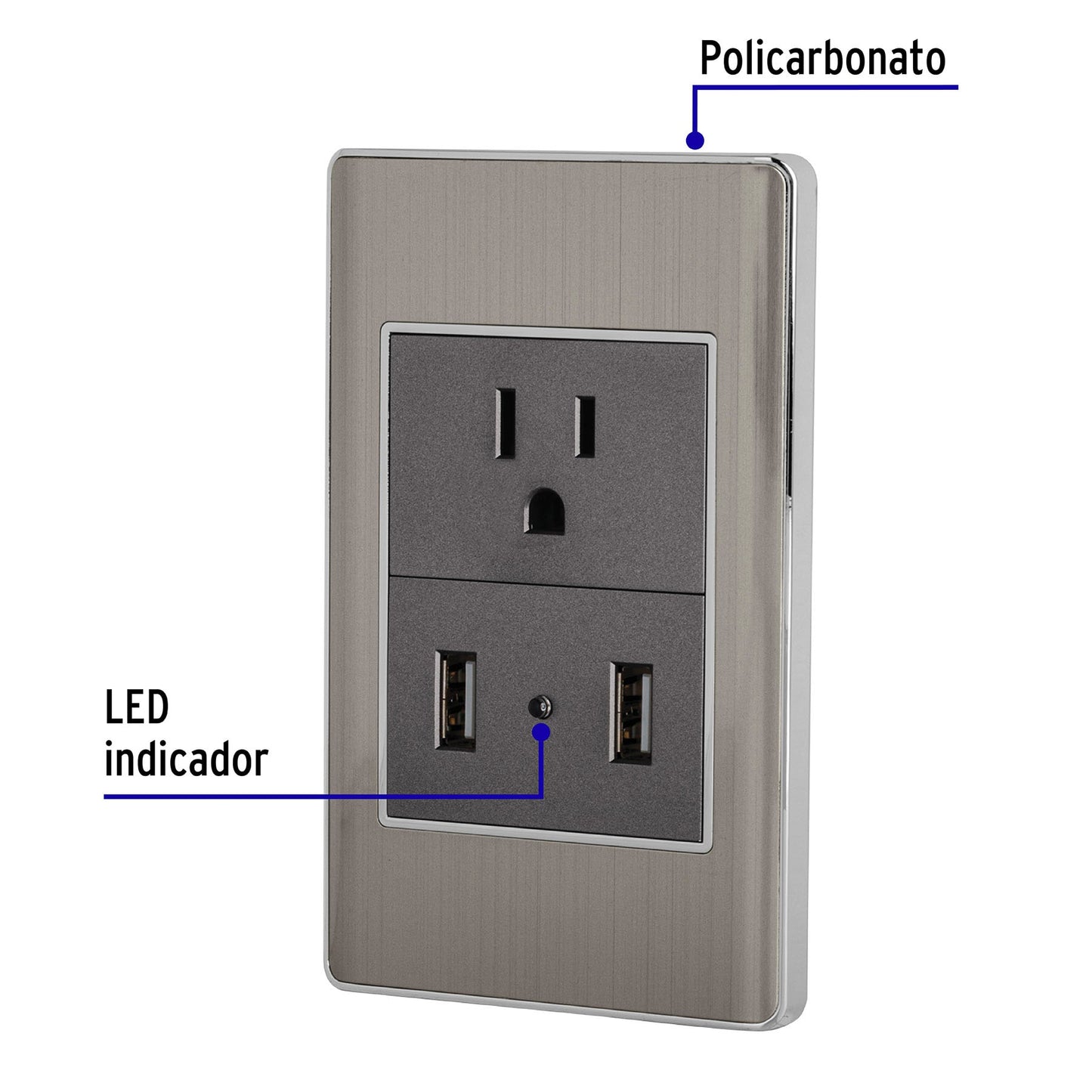 PLACA ARMADA ACERO 1CONT-2USB 1.5MLISBOA 47851 *