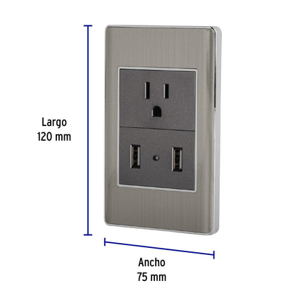 PLACA ARMADA ACERO 1CONT-2USB 1.5MLISBOA 47851 *