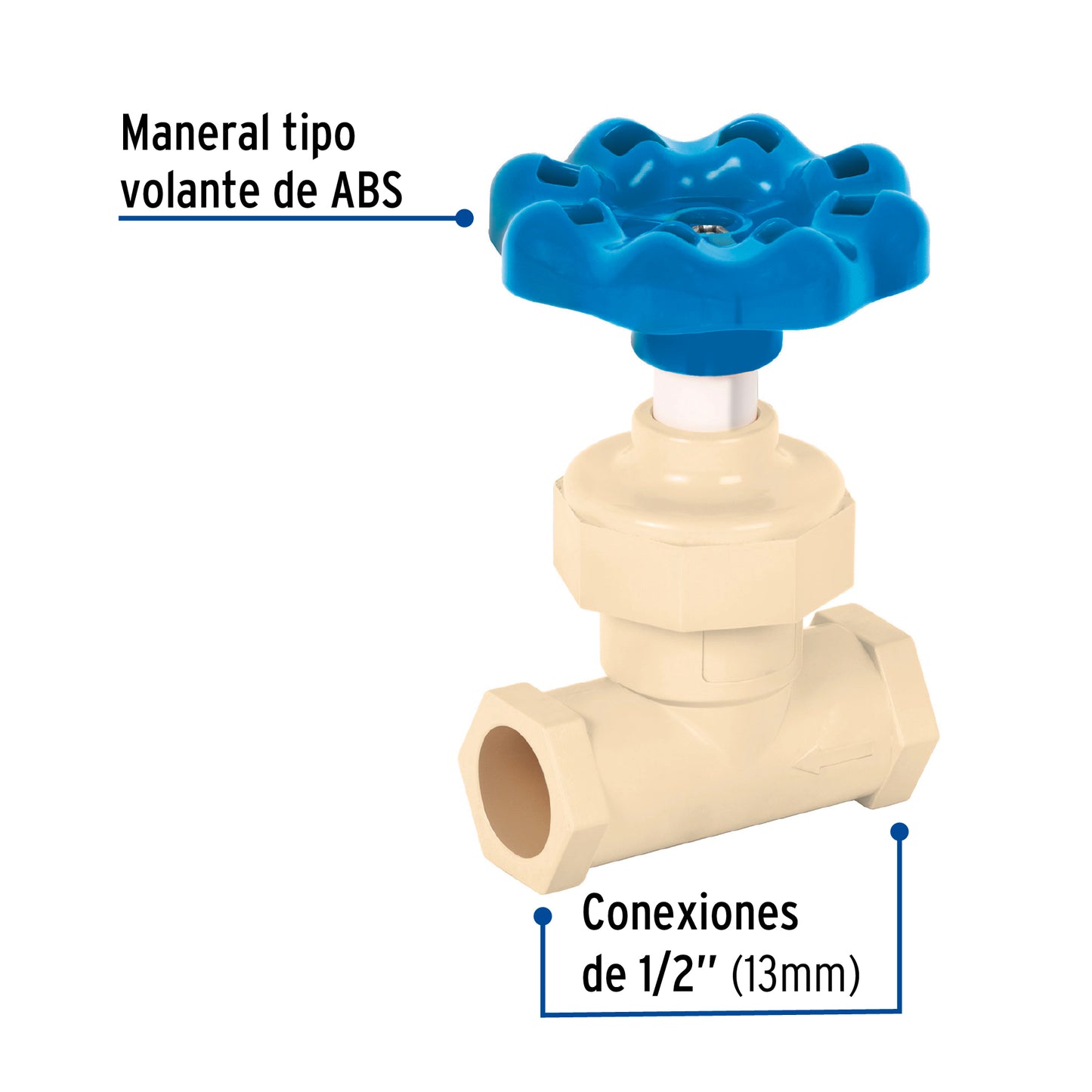 VÁLVULA GLOBO DE CPVC 1/2'' MANERAL VOLANTE, FOSET 42018 P