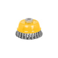 Carda copa 4" alambre trenzado grueso, eje 5/8"-11, PRETUL