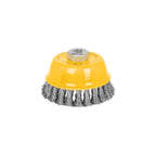 Carda copa 4" alambre trenzado grueso, eje 5/8"-11, PRETUL