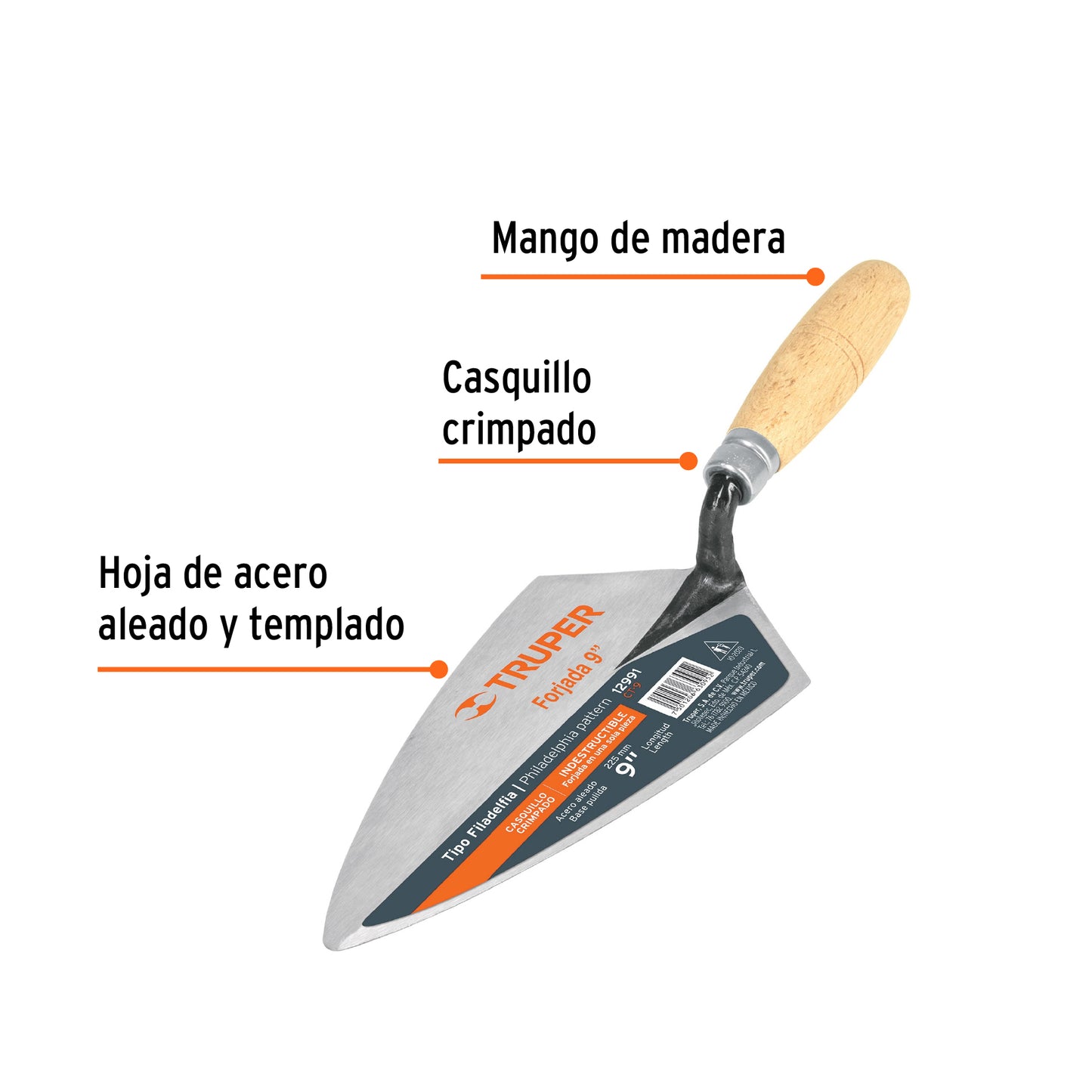 CUCHARA PARA ALBAÑIL 9' FORJADA TIPO FILADELFIA, TRUPER 12991 *