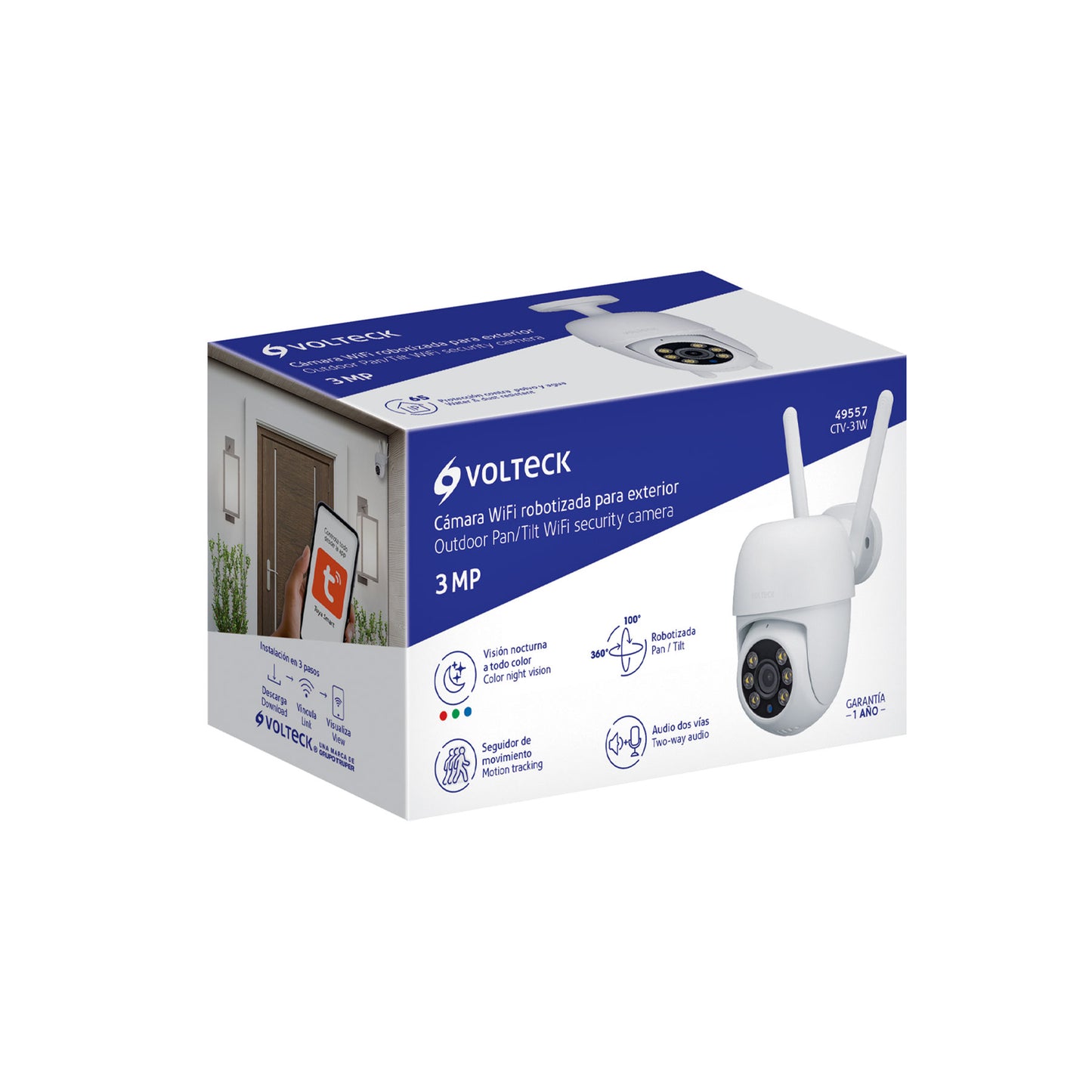 CÁMARA WIFI ROBOTIZADO TIPO DOMO 3MP, VOLTECK 49557 *