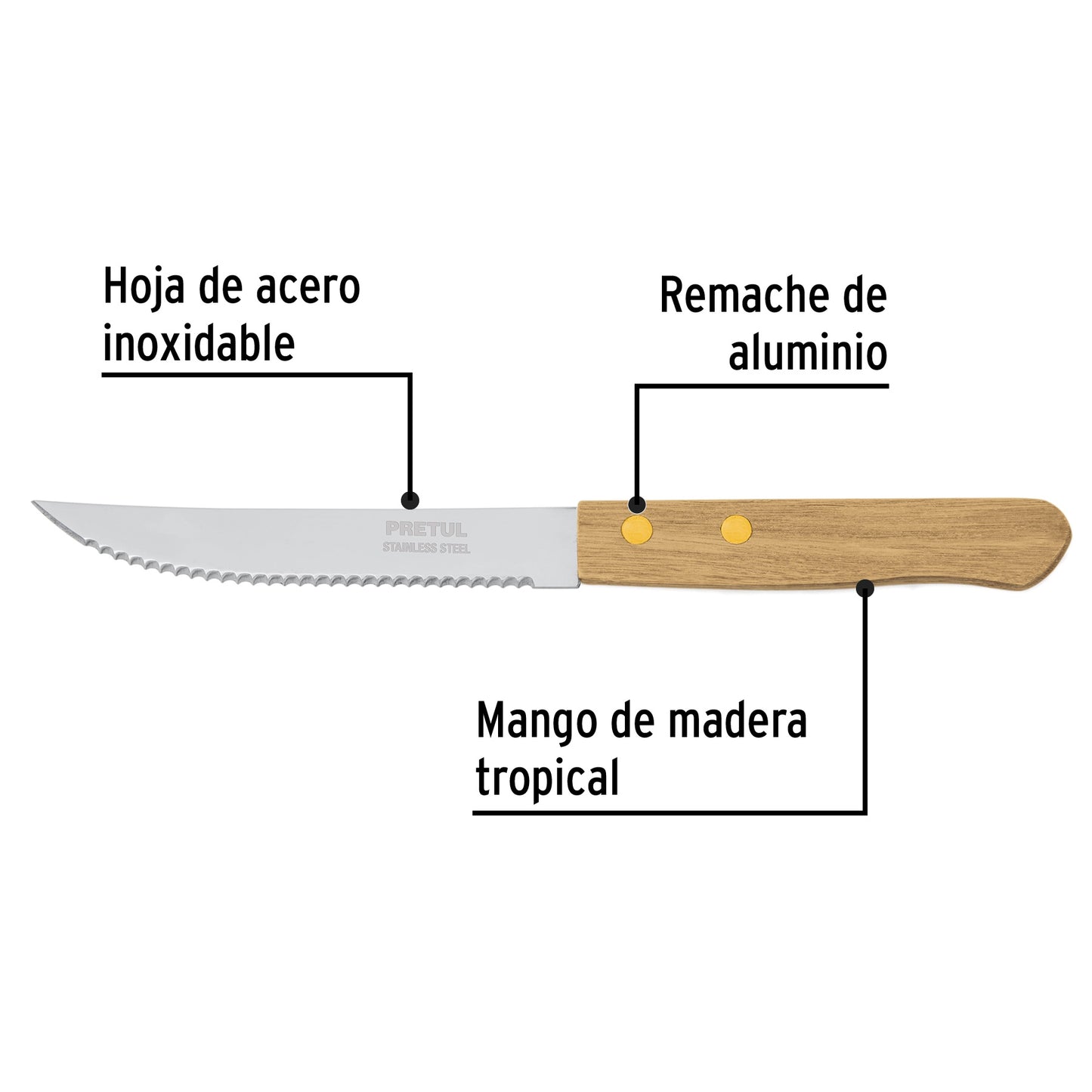 CUCHILLO DE SIERRA 5" MANGO DE MADERA, PRETUL 23083 *