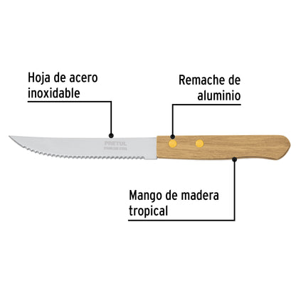 CUCHILLO DE SIERRA 5" MANGO DE MADERA, PRETUL 23083 *