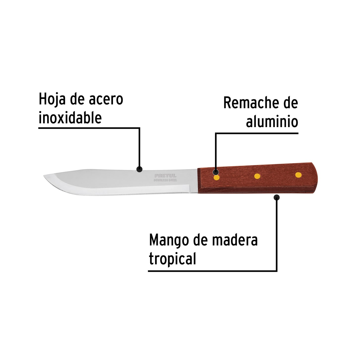 CUCHILLO CEBOLLERO 6" MANGO DE MADERA, PRETUL 23076 *