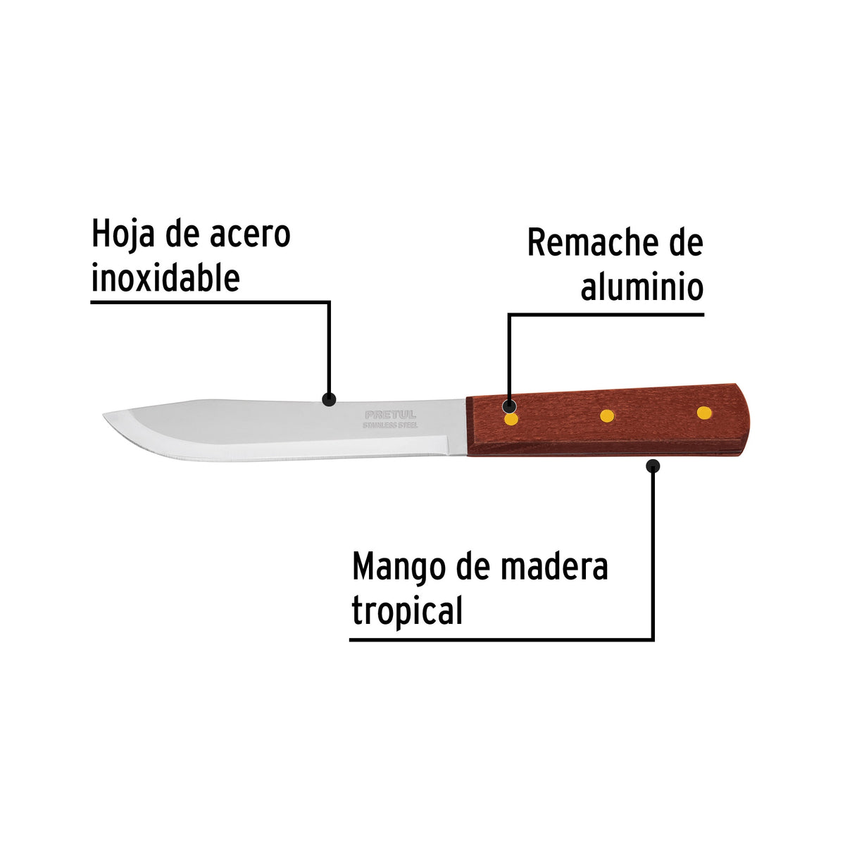 CUCHILLO CEBOLLERO 6" MANGO DE MADERA, PRETUL 23076 *