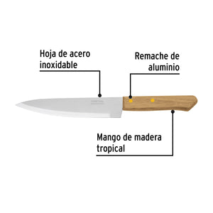 CUCHILLO DE CHEF 7" MANGO DE MADERA, PRETUL 23081 *