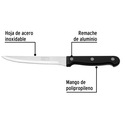 CUCHILLO CON SIERRA 5'' MANGO DE PLÁSTICO, PRETUL 23092 *