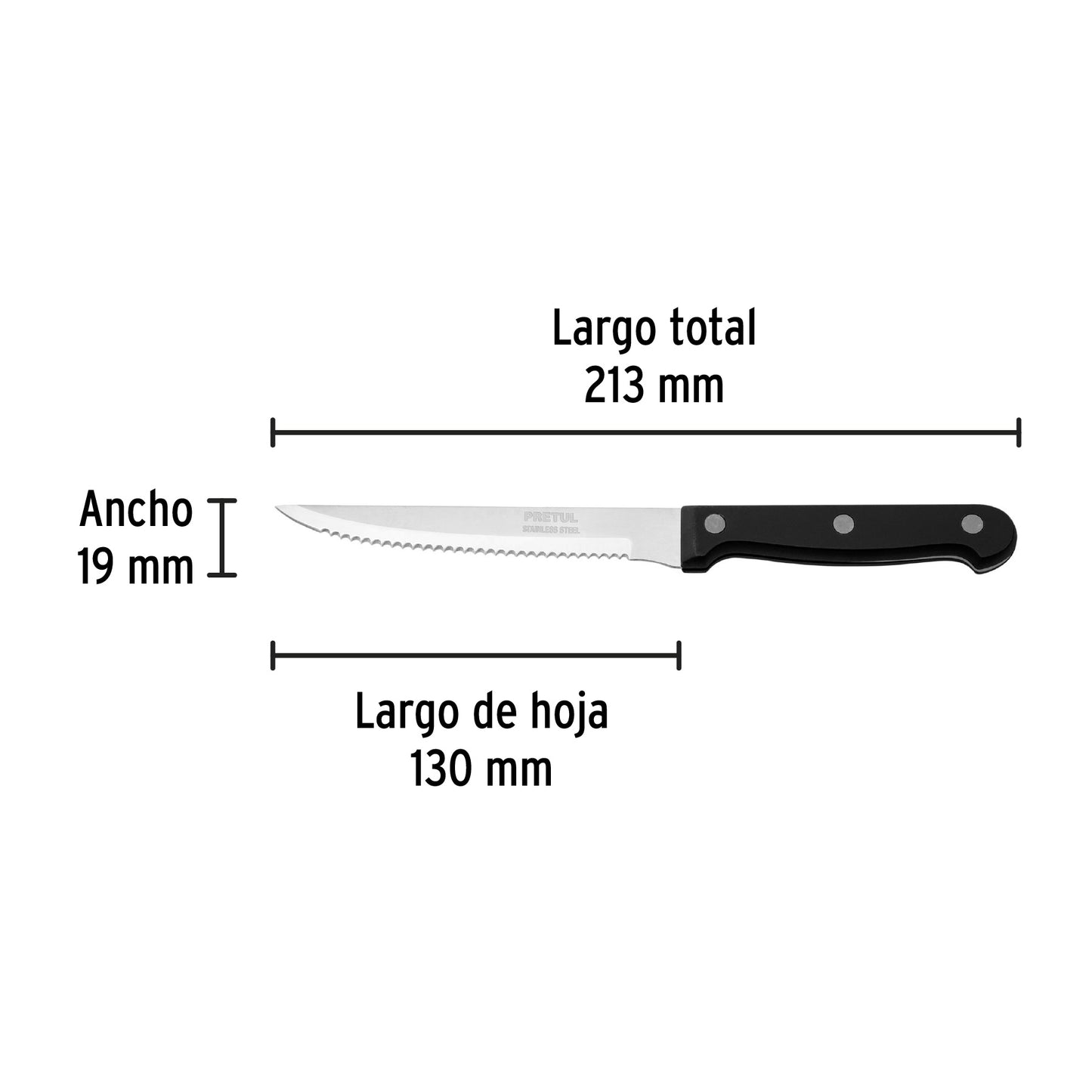 CUCHILLO CON SIERRA 5'' MANGO DE PLÁSTICO, PRETUL 23092 *