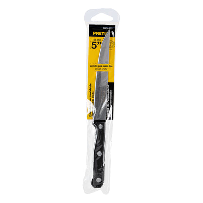 CUCHILLO LISO PARA ASADO 5" MANGO DE PLÁSTICO, PRETUL 23093 *