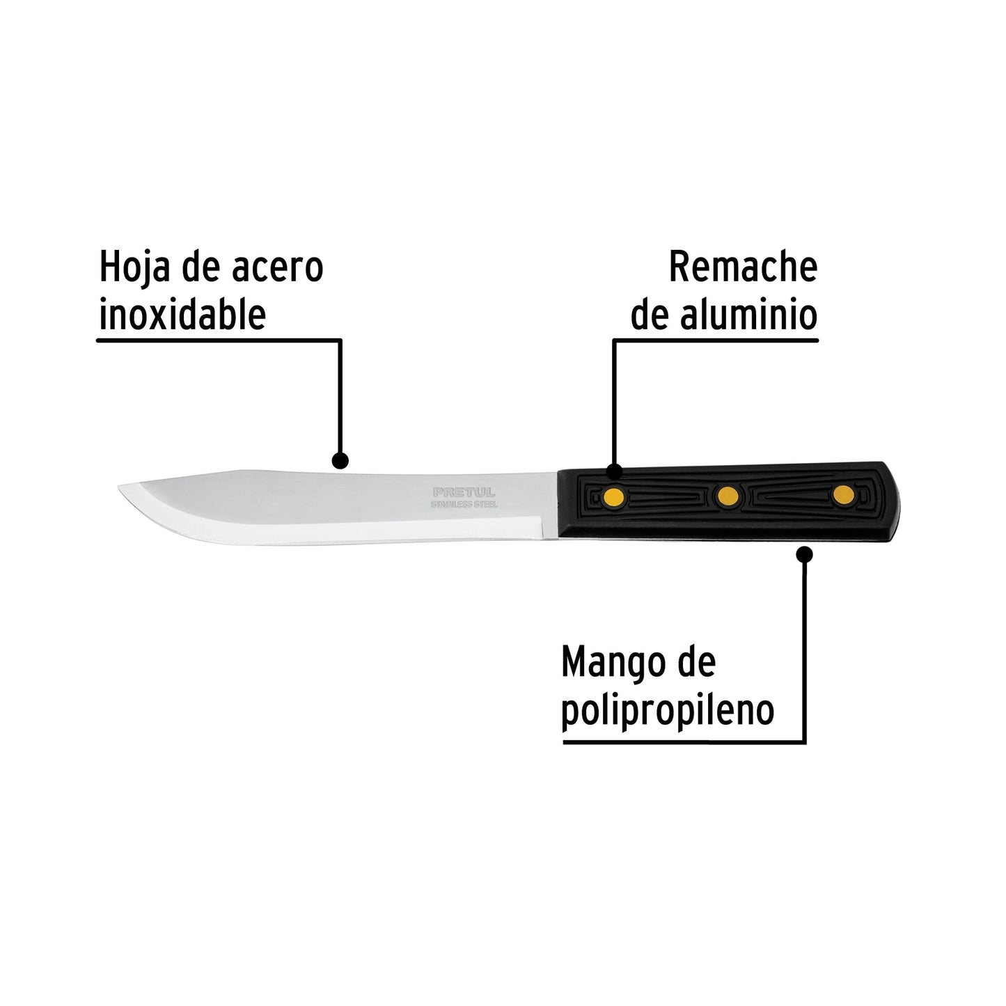 CUCHILLO CEBOLLERO 6" MANGO DE POLIPROPILENO, PRETUL 23085 *