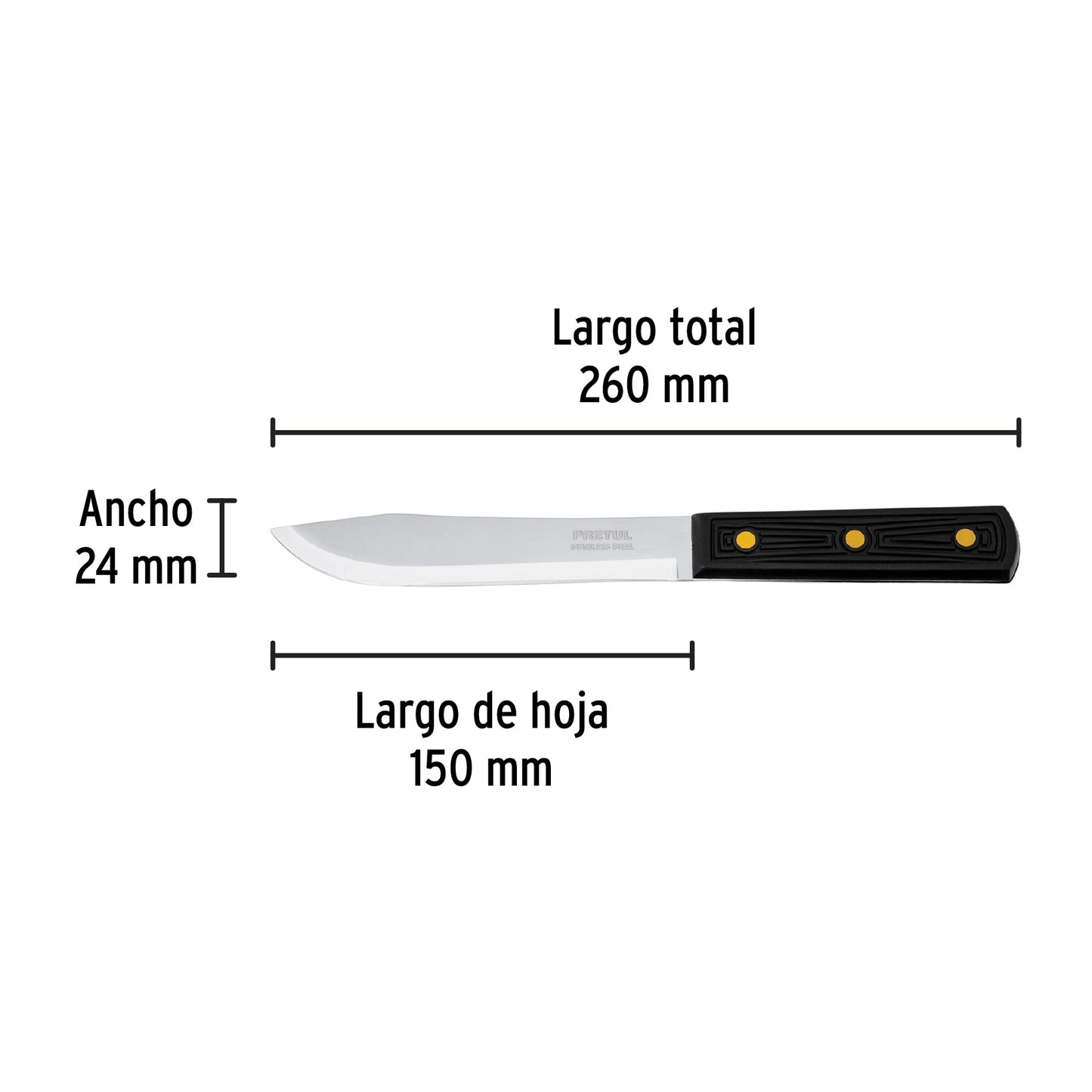 CUCHILLO CEBOLLERO 6" MANGO DE POLIPROPILENO, PRETUL 23085 *