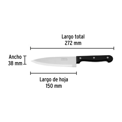 CUCHILLO DE CHEF 6'' MANGO DE POLIPROPILENO, PRETUL 23089 *