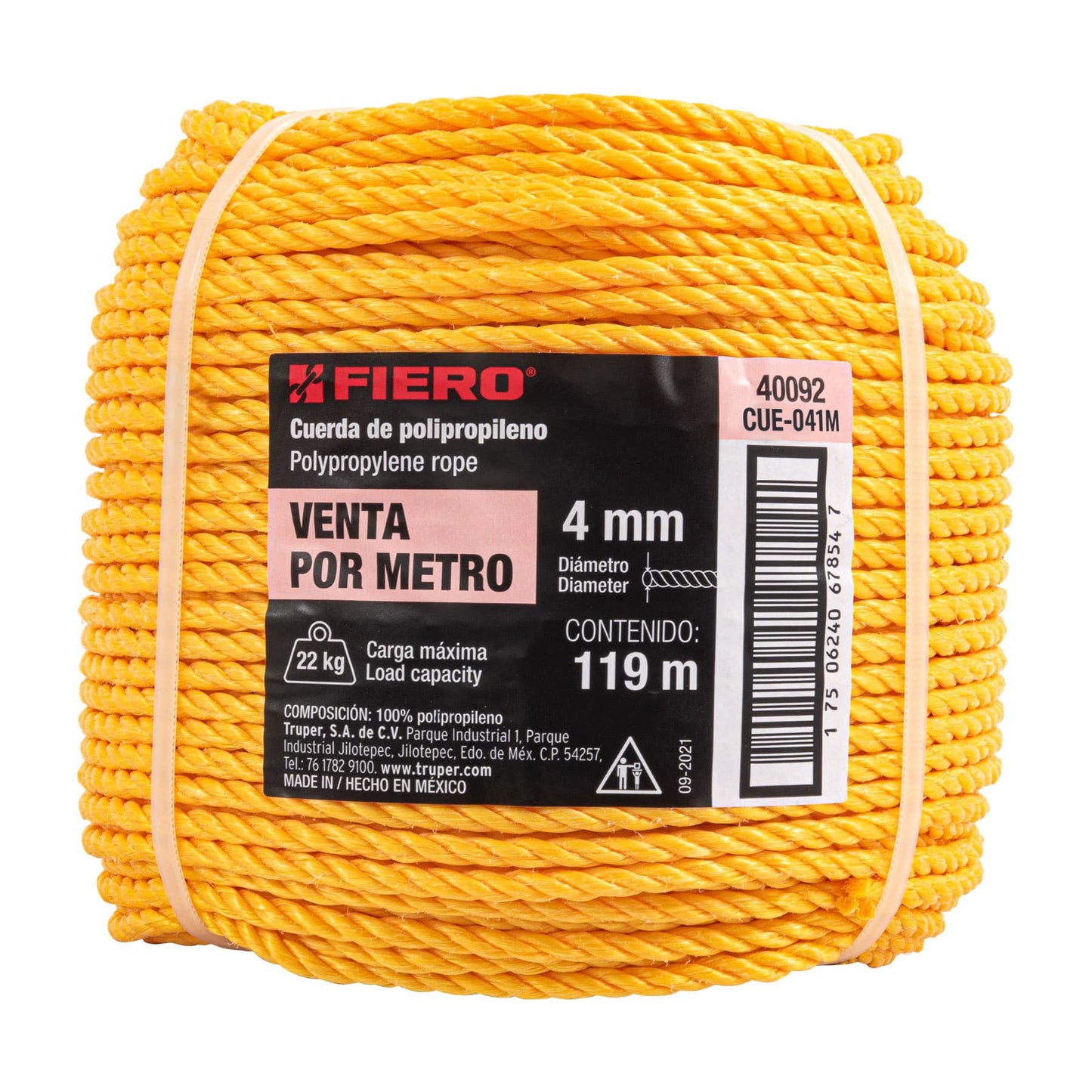 ROLLO DE CUERDA DE POLIPROPILENO 4MM 119M 40092 *
