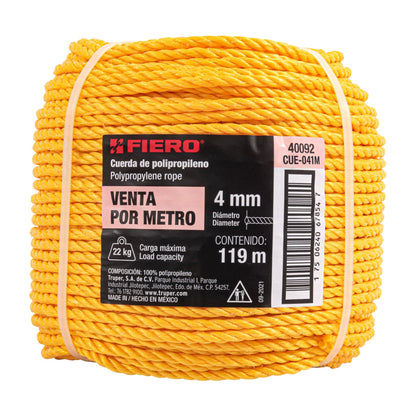 ROLLO DE CUERDA DE POLIPROPILENO 4MM 119M 40092 *