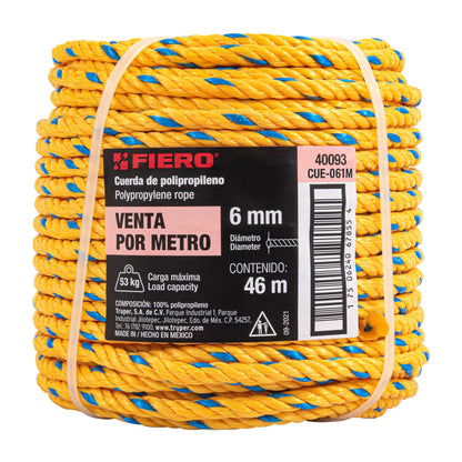ROLLO CUERDA DE POLIPROPILENO 6MM 46M 40093 *