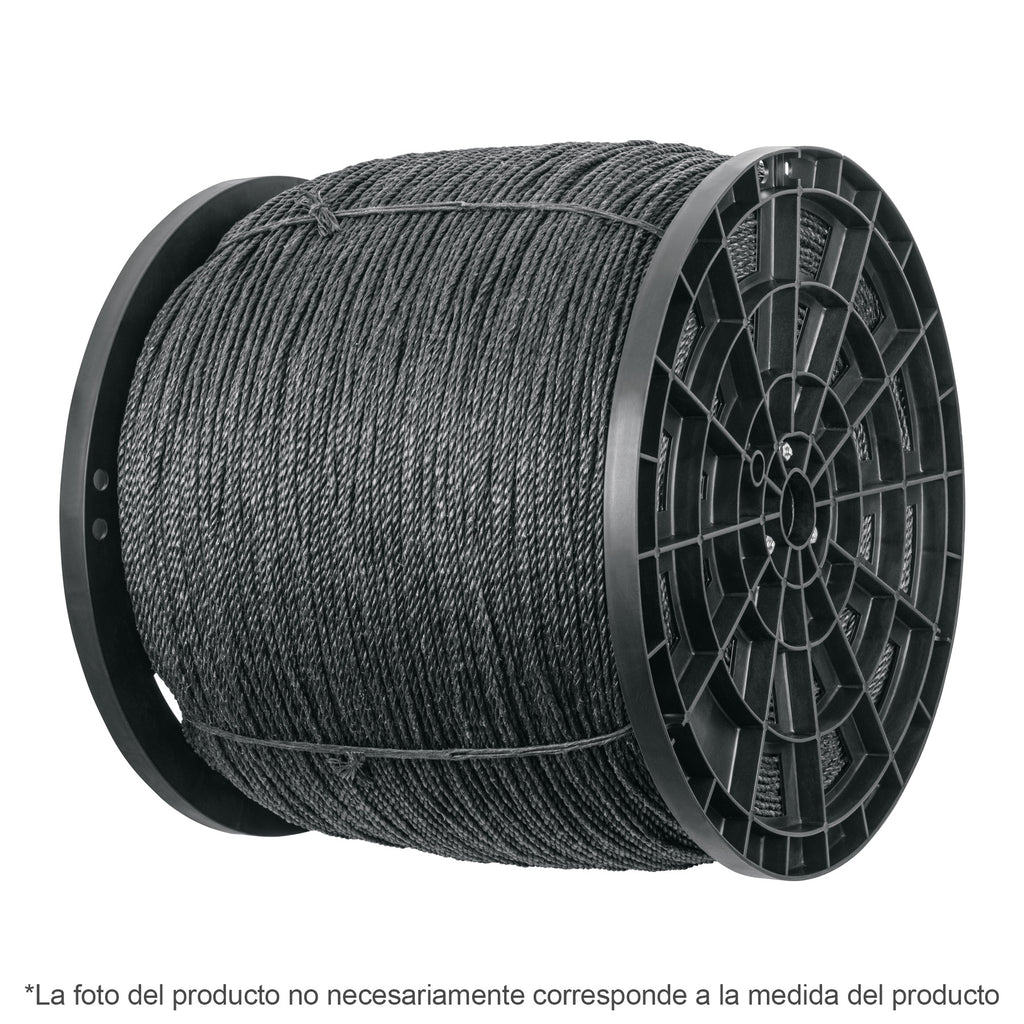 METRO DE CUERDA NEGRA DE POLIPROPILENO 6 MM, CARRETE 20KG 40763 P