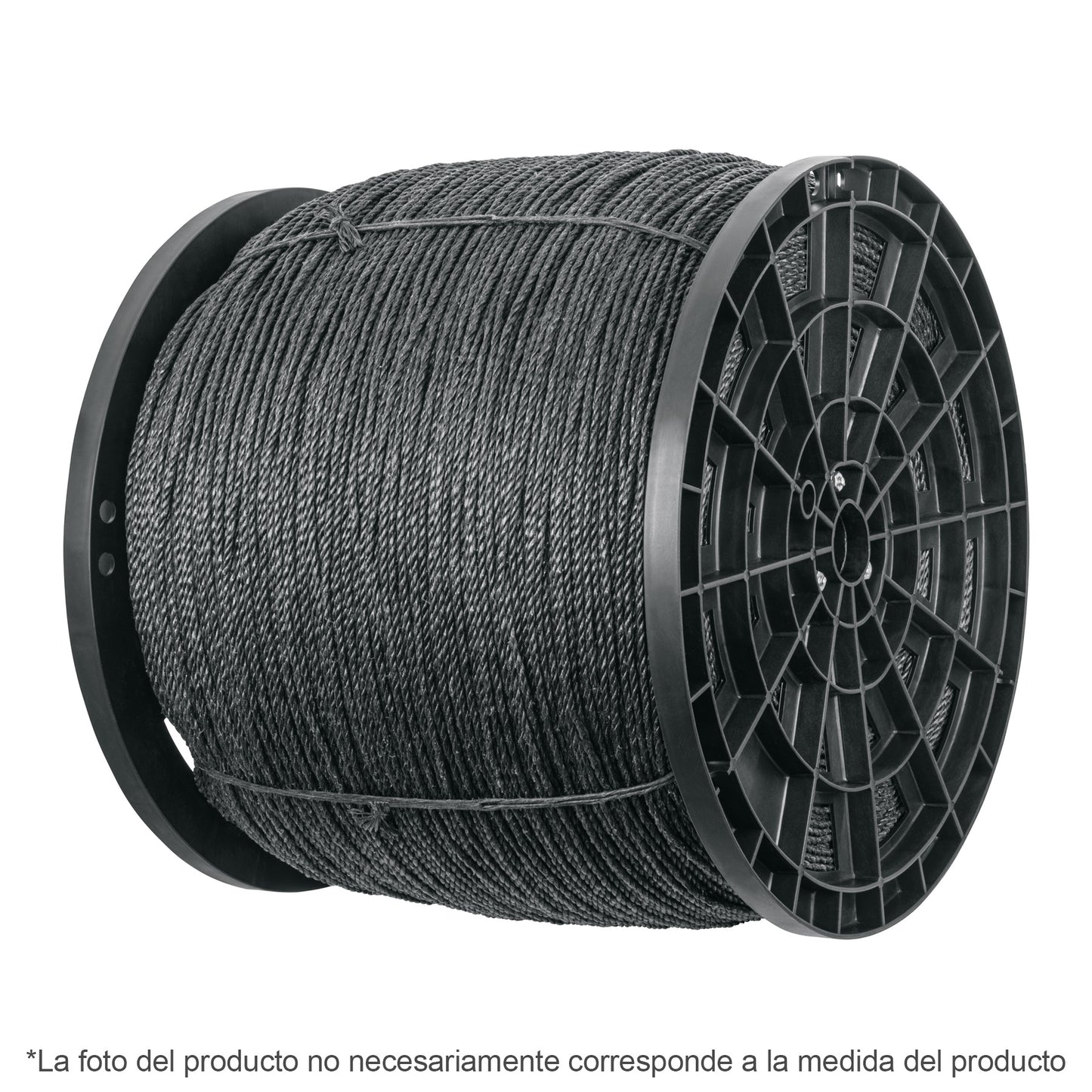 METRO DE CUERDA NEGRA DE POLIPROPILENO 6 MM, CARRETE 20KG 40763 P