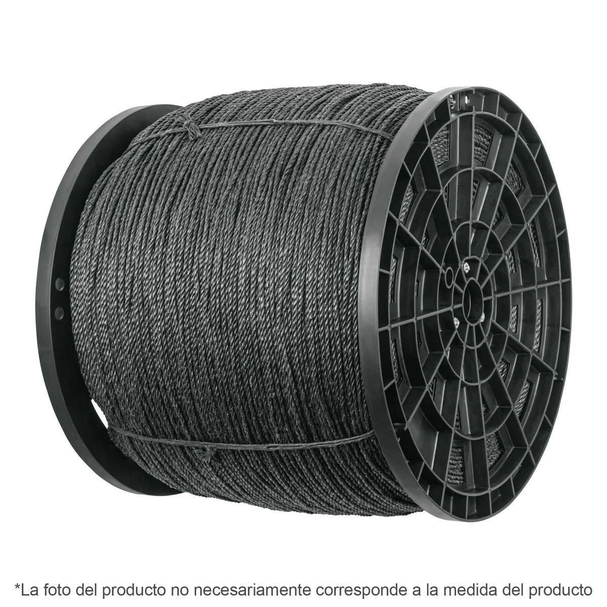 METRO DE CUERDA NEGRA DE POLIPROPILENO 6 MM, CARRETE 20KG 40763 P