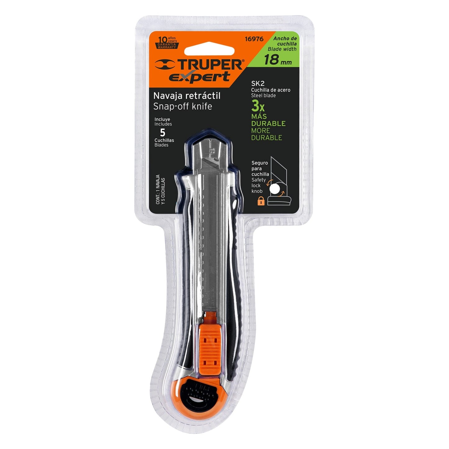 CUTTER 18 MM TRABAJO PESADO C/ ALMA METALICA Y GRIP 16976 *