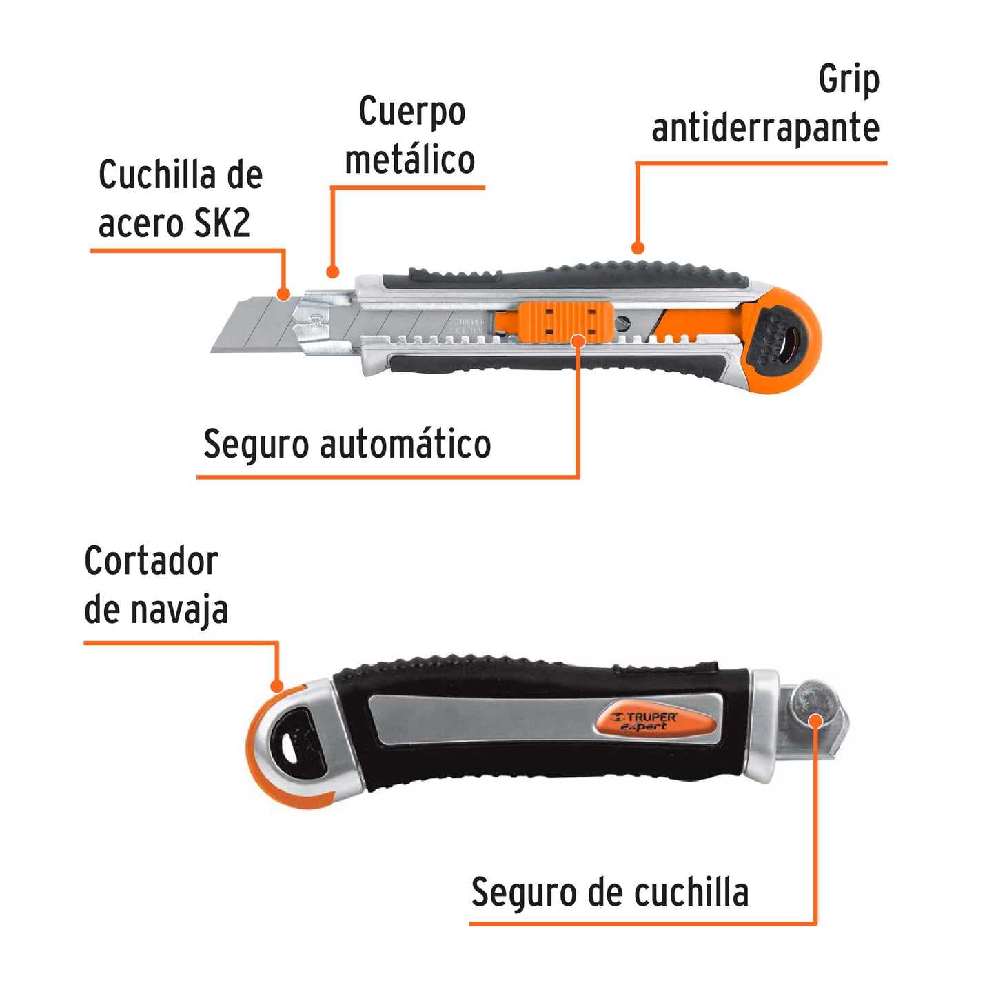 CUTTER 18 MM TRABAJO PESADO C/ ALMA METALICA Y GRIP 16976 *