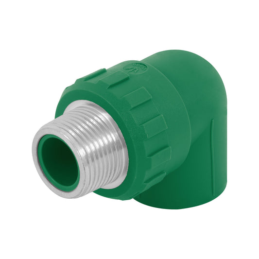 Codo 90° PPR de 3/4" macho con inserto metálico, Foset