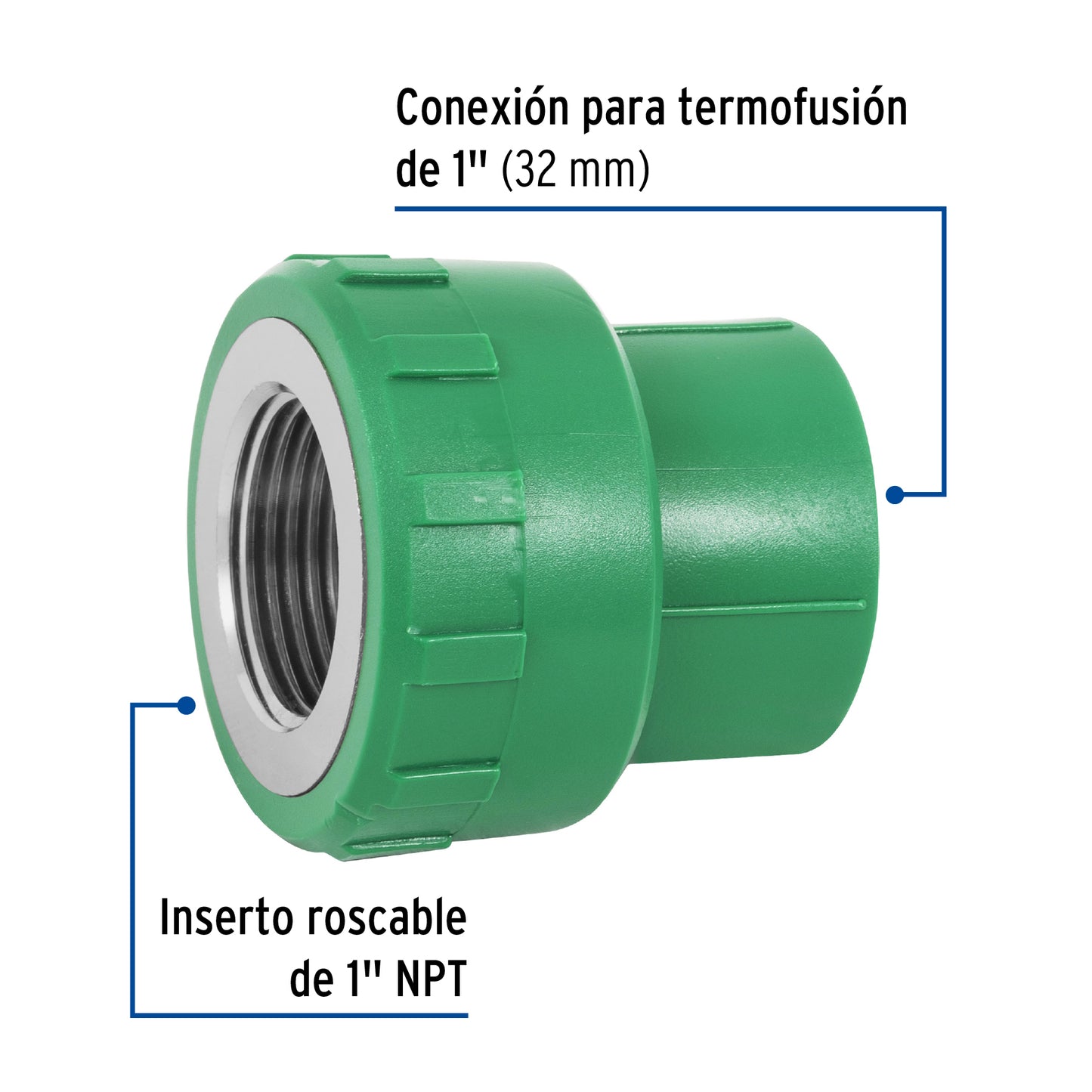ADAPTADOR PPR 1" HEMBRA CON INSERTO METÁLICO, FOSET 49887 *