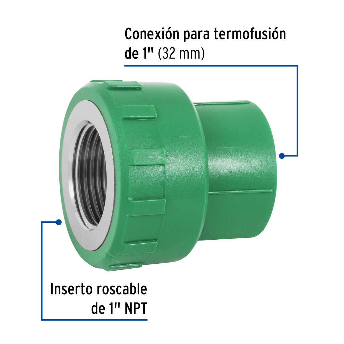 ADAPTADOR PPR 1" HEMBRA CON INSERTO METÁLICO, FOSET 49887 *