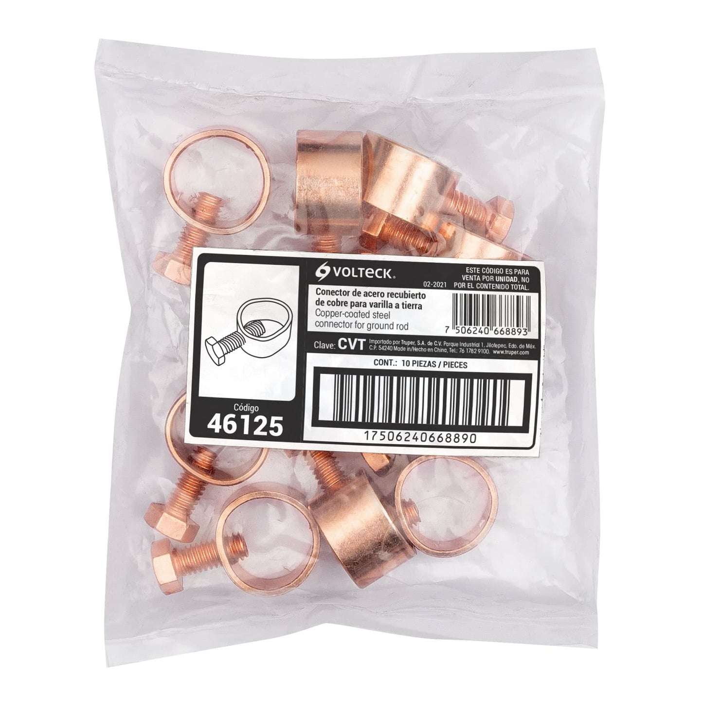 CONECTOR PARA VARILLA A TIERRA, VOLTECK 46125