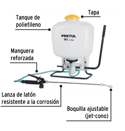 FUMIGADOR DE 15 L MANUAL DE MOCHILA, PRETUL 24583 *