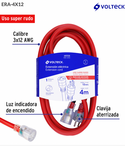 EXTENSION REFORZADA ATERRIZADA 4 M CALIBRE 12, VOLTECK 46558 *