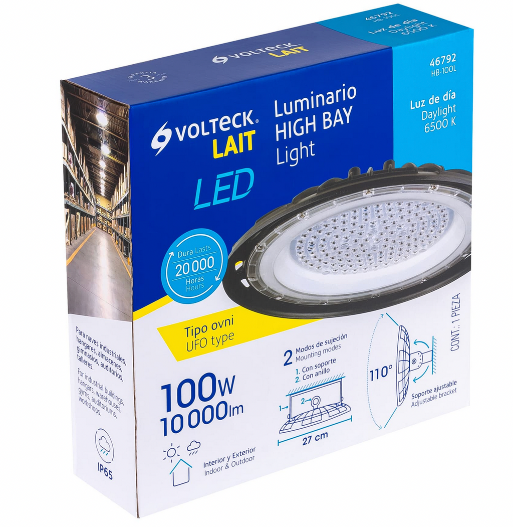 LUMINARIO DE LED 100 W HIGH BAY, VOLTECK 46792 N