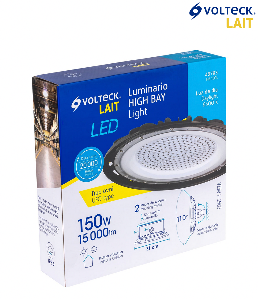 LUMINARIO DE LED 150 W HIGH BAY, VOLTECK 46793 N