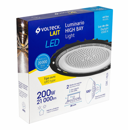 LUMINARIO DE LED 200 W HIGH BAY, VOLTECK 46794 N