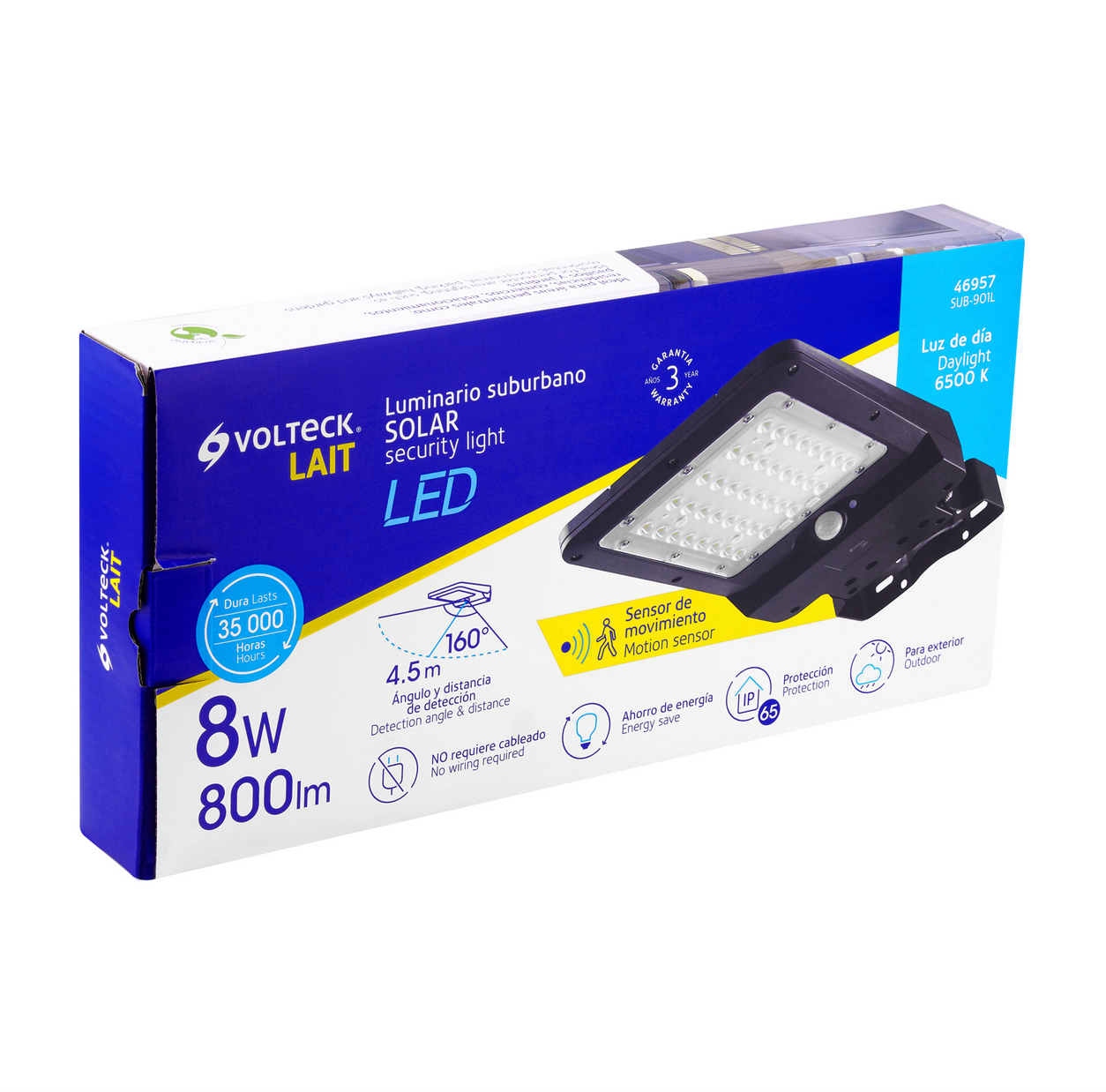 LUMINARIO SUBURBANO DE LED 8 W CON PANEL SOLAR, VOLTECK 46957 P